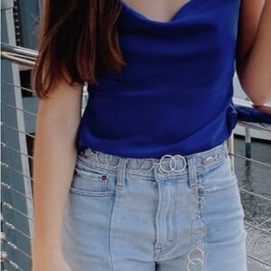 Express Blue Cami Silk Tank Top